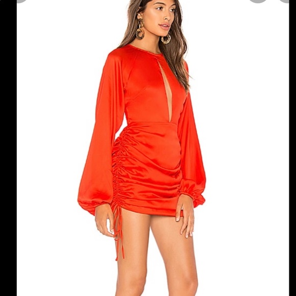 Lovers+ Friends Jaelyn Orange Ruched Mini Dress XL - Picture 2 of 13